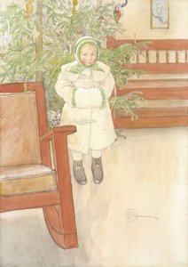 Mädchen und Schaukelstuhl von Carl Larsson