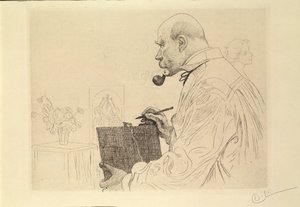 Selbstbildnis als Radierer von Carl Larsson