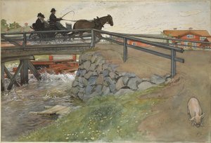 Die Brücke. Aus Ein Zuhause (26 Aquarelle) von Carl Larsson