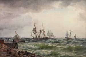 Schiffe an Land nach einem Regenschauer