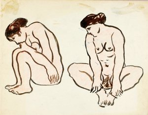 Zwei weibliche Akte, sitzend von Carl Newman
