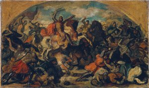 Friedrich II. der Streitbare (1219–1246) als Sieger über die Mongolen in der Schlacht an der Leitha bei Wiener Neustadt am 15. Juni 1246 von Carl Rahl