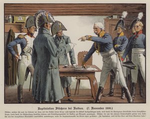Feldmarschall Blücher kapituliert vor den Franzosen in Katekau, 7. November 1806