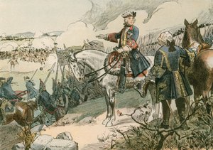 Friedrich der Große (1712-1786) in der Schlacht von Hohenfriedberg 1745