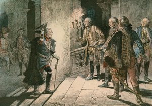 Friedrich der Große (1712-1786) im Schloss von Lissa am Abend der Schlacht von Leuthen 1757
