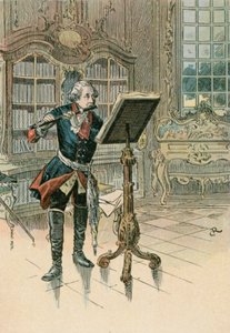 Friedrich der Große (1712-1786) spielt die Flöte