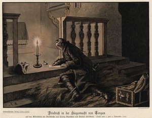 Friedrich der Große von Preußen in der Nacht des Sieges in der Schlacht bei Torgau