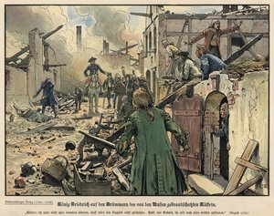 Friedrich der Große besucht die Ruinen der verbrannten Stadt Küstrin
