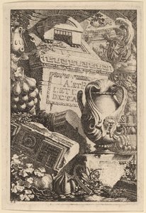 Fantasie eines antiken Grabes mit Fragmenten von Architektur und Skulptur