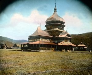 Rumänien, eine griechisch-unierte Kirche in der Bukowina-Region, Bilddatum: ca. 1920