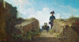 Der strickende Vorposten von Carl Spitzweg