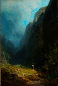 Landschaft im alpinen Hochgebirge mit Blick auf den Wendelstein - Carl Spitzweg, Öl auf Leinwand, ca. 1871 - Museum Kunstpalast, Düsseldorf