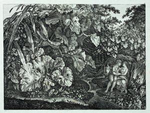 Liebespaar in einer Grotte, umgeben von Pflanzen und Kräutern von Carl Wilhelm Kolbe