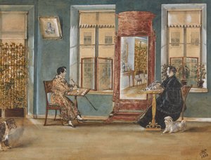 Schauspieler Nikolay Osipovich Dur 1807-1839 mit seiner Frau im Wohnzimmer, 1839