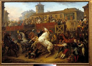 Freies Pferderennen während des Karnevals von Carle Vernet