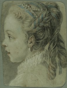 Studie: Kopf eines jungen Mädchens nach links gewandt von Carle van Loo