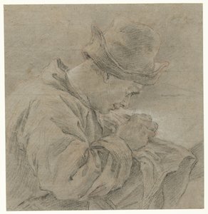 Zeichner bei der Arbeit, von der Seite gesehen von Carle van Loo