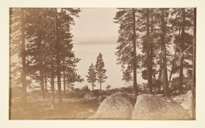 Vier Eisenbahnszenen und vier Ansichten des Lake Tahoe: Lake Tahoe von Warm Springs