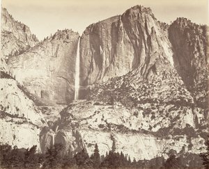 Yosemite-Fälle, 2.634 Fuß, ca. 1872, gedruckt ca. 1876 von Carleton Emmons Watkins