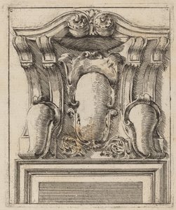Architektonisches Motiv mit drei Schilden von Carlo Antonio Buffagnotti