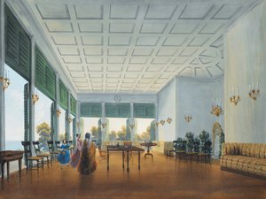 Innenraum im Naryshkin-Palast von Miskhor, 1841-1842 von Carlo Bossoli