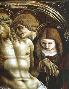 Beweinung Christi, Detail von St. Johannes dem Evangelisten und Maria Magdalena, aus dem Sant
