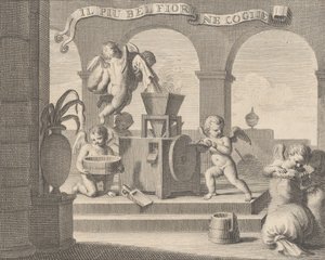 Sie sammelt die schönste Blume Il più bel fior ne coglie, eine Gruppe von sechs Putti bei der Arbeit, 1740-59