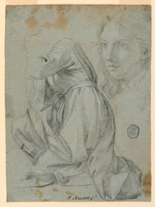 Studien: Das Tuch einer knienden Frau. Der Kopf einer jungen Frau, 1650–1675 von Carlo Maratti