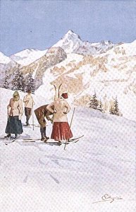 Skifahrer, die auf den Pisten pausieren