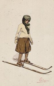 Frau beim Skifahren