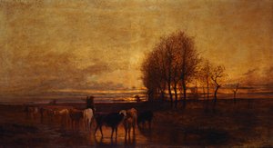 Tiere werden zum Wasser getrieben, von Carlo Pittara