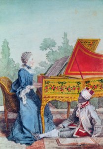 Porträt von Mademoiselle Desgots von Saint-Domingue mit ihrem Sklaven Laurent