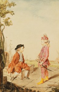 Die beiden jungen de Neuville Brüder auf einem Kai, 1767