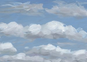 Flauschige gemalte Wolken