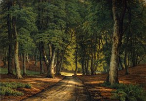 Eine bewaldete Landschaft mit Hirschen