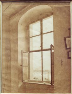 Blick aus dem Atelier des Künstlers (linkes Fenster) von Caspar David Friedrich