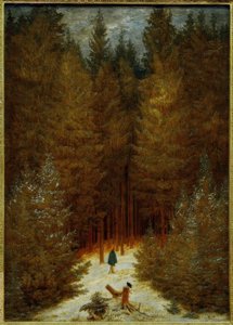 Der Chasseur im Walde (Ein beschneiter Tannenwald, Tannenwald) von Caspar David Friedrich