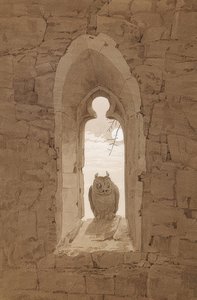 Die Eule im gotischen Fenster von Caspar David Friedrich