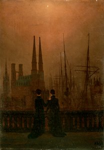 Hafen bei Nacht Schwestern, 1818-1820 von Caspar David Friedrich