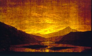 Gebirgige Flusslandschaft bei Nacht, 1830-35