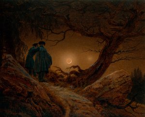 Zwei Männer betrachten den Mond, ca. 1820 von Caspar David Friedrich