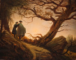 Zwei Männer in Betrachtung des Mondes, ca. 1830 von Caspar David Friedrich
