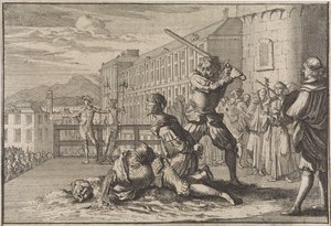 Enthauptung des Marquis von Cinq-Mars und François De Thou, 1642 von Caspar Luyken (attributed to)