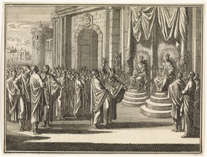 Prophet Micha vor Josafat und Ahab von Caspar Luyken