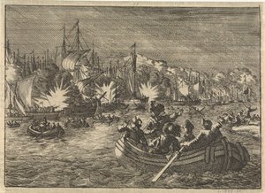 Spanische Flotte auf der Schelde von Holländern erobert und verbrannt, 1631
