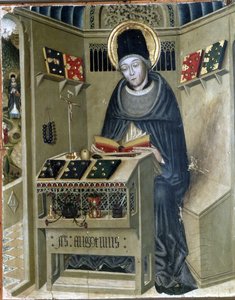 Altarbild des Hl. Augustinus, Hl. Augustinus in seinem Studio von Catalan School