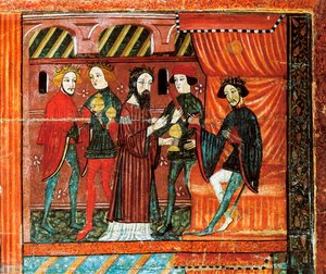 Die Heiligen Drei Könige vor König Herodes, Altarbild aus Bellver de Cerdany