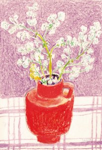 Helle Blumen roter Vase