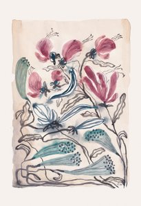 Rosa und türkisfarbene Botanicals