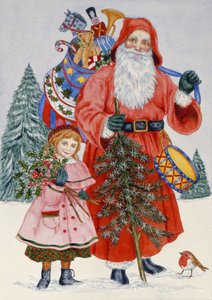 Weihnachtsmann und sein Helfer